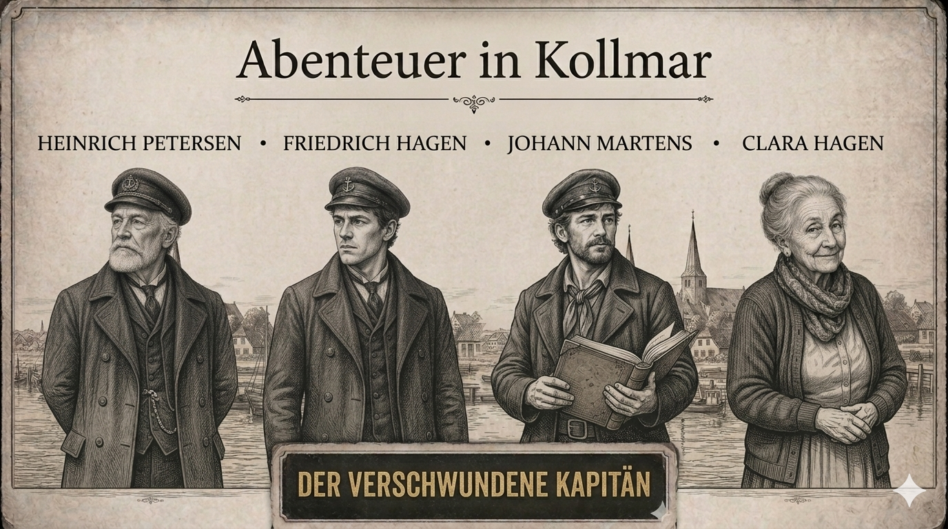 Der verschwundene Kapitän – Heinrich Petersen, Friedrich Hagen, Johann Martens und Clara Hagen